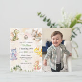 Waterverf Schattigee Dragon 1e verjaardagsfeest fo Kaart (Staand voorkant)