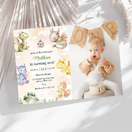 Waterverf Schattigee Dragon 1e verjaardagsfeest fo Kaart