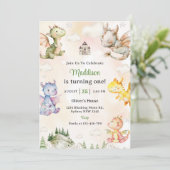 Waterverf Schattigee Dragon 1e verjaardagsfeest Kaart (Staand voorkant)