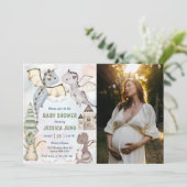 Waterverf Schattigee Dragon Baby shower Foto Kaart (Staand voorkant)