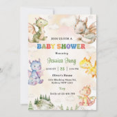 Waterverf Schattigee Dragon Baby shower Party Kaart (Voorkant)