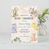 Waterverf Schattigee Dragon Baby shower Party Kaart (Staand voorkant)