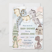 Waterverf Schattigee Dragon Baby shower Party Kaart (Voorkant)