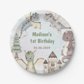 Waterverf Schattigee drakenverjaardag Papieren Bordje (Voorkant)