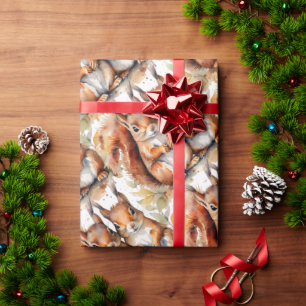 Waterverf Schattigee Eekhoorn Dier Wildlife Natuur Cadeaupapier