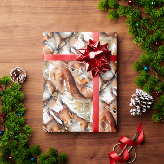Waterverf Schattigee Eekhoorn Dier Wildlife Natuur Cadeaupapier (Feestdagen Geschenken)