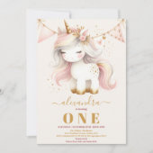Waterverf Schattigee eenhoorn happy 1st birthday Kaart (Voorkant)