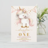 Waterverf Schattigee eenhoorn happy 1st birthday Kaart (Staand voorkant)