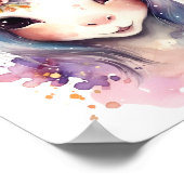 Waterverf Schattigee eenhoorn met kleurrijke bloem Poster (Hoek)