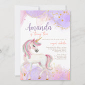 Waterverf Schattigee Eenhoorn Paarse Verjaardag Kaart (Voorkant)