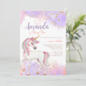 Waterverf Schattigee Eenhoorn Paarse Verjaardag Kaart (Staand voorkant)