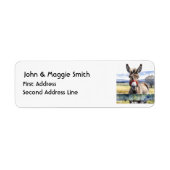 Waterverf Schattigee Ezel Burro Boerderij Dierlijk Etiket (Voorkant)