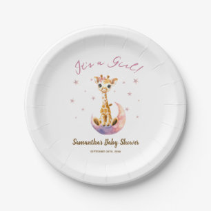 Waterverf Schattigee Giraffe Baby shower Het is ee Papieren Bordje