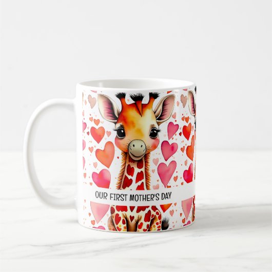 Waterverf Schattigee Giraffe Harten 1e Moederdag Koffiemok (Links)