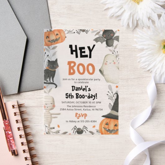 Waterverf Schattigee Halloween Spooktacular Birthd Vellum Uitnodigingen (Huwelijk)