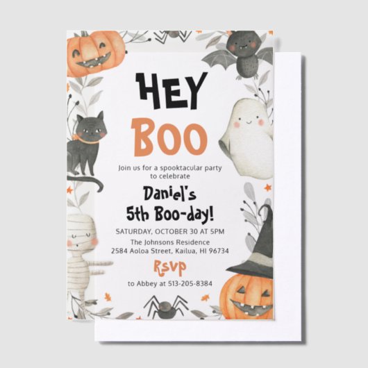 Waterverf Schattigee Halloween Spooktacular Birthd Vellum Uitnodigingen (Offset)