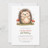 Waterverf Schattigee Hedgehog Mushroom verjaardags Kaart (Voorkant)