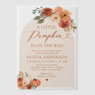 Waterverf Schattigee Herfst Een beetje pompoen Bab Vellum Uitnodigingen