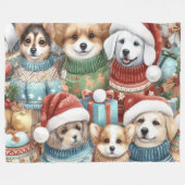 Waterverf Schattigee Honden in Truien Fleece Deken (Voorkant (Horizontaal))