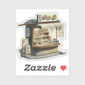 Waterverf Schattigee Japanse Food Stall Sticker (Vel)