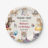 Waterverf Schattigee kat 1e verjaardag Papieren Bordje (Voorkant)