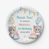 Waterverf Schattigee kat 1e verjaardag Papieren Bordje (Voorkant)