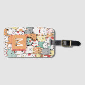 Waterverf Schattigee katten naam op Monogram Trave Bagagelabel (Voorkant (horizontaal))