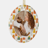 Waterverf Schattigee Katten Patroon Pet Foto Keramisch Ornament (Rechts)