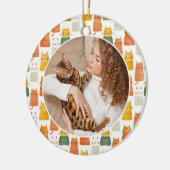 Waterverf Schattigee Katten Patroon Pet Foto Keramisch Ornament (Links)