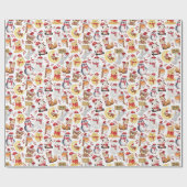 Waterverf Schattigee kerstdieren - Kinder kerst Cadeaupapier (Vlak)