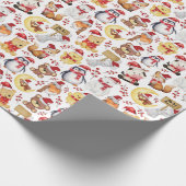 Waterverf Schattigee kerstdieren - Kinder kerst Cadeaupapier (Hoek)