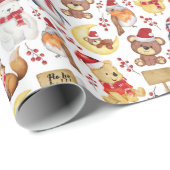 Waterverf Schattigee kerstdieren - Kinder kerst Cadeaupapier (Rol Hoek)