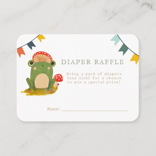 Waterverf Schattigee kikker Baby shower luier Raff Informatiekaartje (Voorkant)