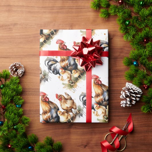 Waterverf Schattigee Kippen Vogel Dier Natuur Art Cadeaupapier (Feestdagen Geschenken)