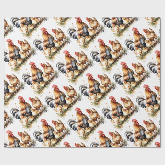 Waterverf Schattigee Kippen Vogel Dier Natuur Art Cadeaupapier (Vlak)