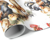 Waterverf Schattigee Kippen Vogel Dier Natuur Art Cadeaupapier (Rol Hoek)