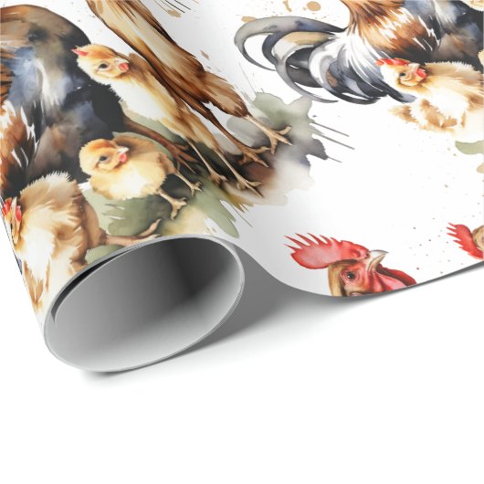 Waterverf Schattigee Kippen Vogel Dier Natuur Art Cadeaupapier (Rol Hoek)