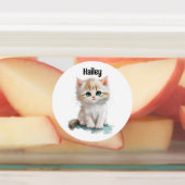 Waterverf Schattigee kitten met blauwe ogen Labels (Aangebracht)