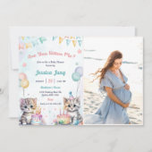 Waterverf Schattigee Kitty Cat Baby shower Party F Kaart (Voorkant)
