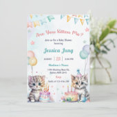 Waterverf Schattigee Kitty Cat Baby shower Party Kaart (Staand voorkant)
