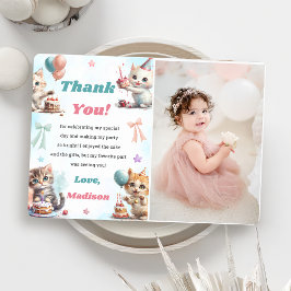 Waterverf Schattigee Kitty Cat Dank u Kaart Foto