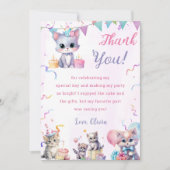 Waterverf Schattigee Kitty Cat Verjaardag Bedankt  Kaart (Voorkant)