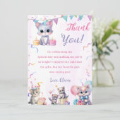 Waterverf Schattigee Kitty Cat Verjaardag Bedankt  Kaart (Staand voorkant)