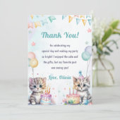 Waterverf Schattigee Kitty Cat Verjaardag Bedankt  Kaart (Staand voorkant)