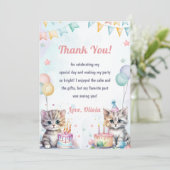 Waterverf Schattigee Kitty Cat Verjaardag Bedankt  Kaart (Staand voorkant)