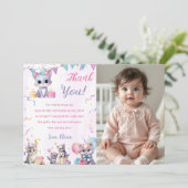 Waterverf Schattigee Kitty Cat Verjaardag Bedankt  Kaart (Staand voorkant)