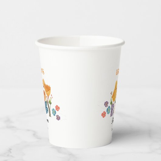 Waterverf Schattigee kleine kip familie Baby showe Papieren Bekers (Links)