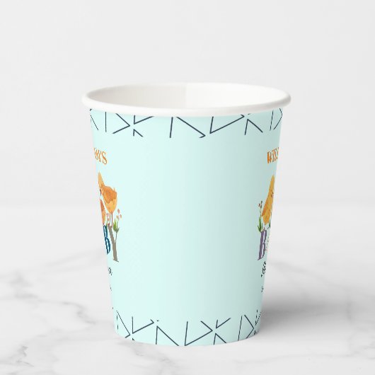 Waterverf Schattigee kleine kip familie Baby showe Papieren Bekers (Links)