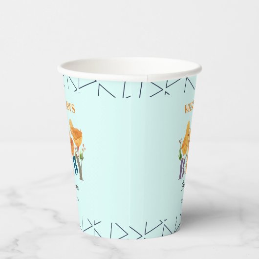 Waterverf Schattigee kleine kip familie Baby showe Papieren Bekers (Rechts)