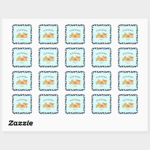 Waterverf Schattigee kleine kip familie Baby showe Vierkante Sticker